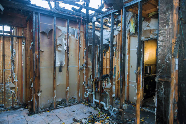 Professional Fire Damage Restoration technician working in Pease, MN